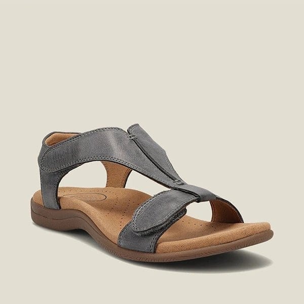 Lively® Sandales Gris / 35 Sandale orthopédique en cuir à scratch | Lively™